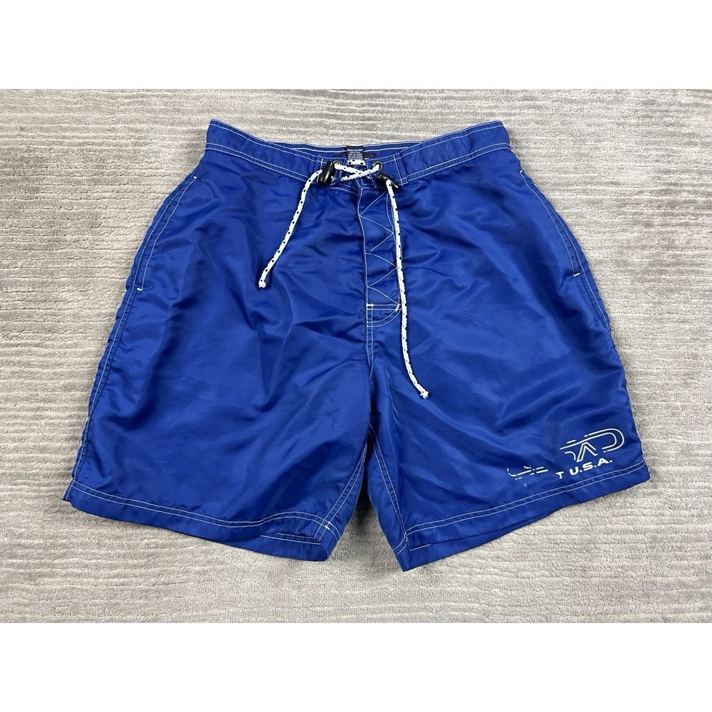 Vintage Gant Mens Swim Trunks Board Shorts Large‎ Blue Nylon Drawstring